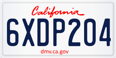 CA license plate 6XDP204