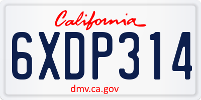 CA license plate 6XDP314