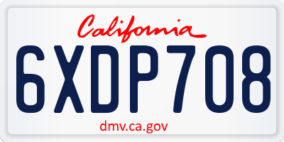 CA license plate 6XDP708