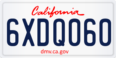 CA license plate 6XDQ060