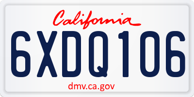 CA license plate 6XDQ106