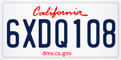 CA license plate 6XDQ108