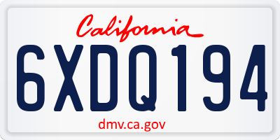 CA license plate 6XDQ194