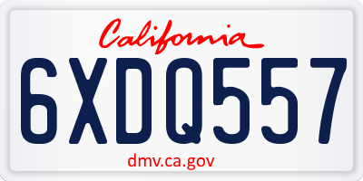 CA license plate 6XDQ557