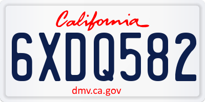 CA license plate 6XDQ582