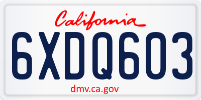 CA license plate 6XDQ603
