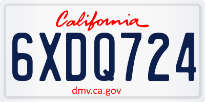 CA license plate 6XDQ724