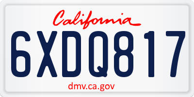 CA license plate 6XDQ817