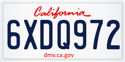 CA license plate 6XDQ972