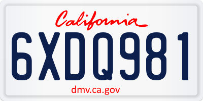CA license plate 6XDQ981