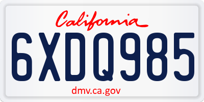 CA license plate 6XDQ985