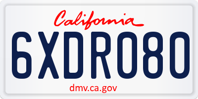 CA license plate 6XDR080