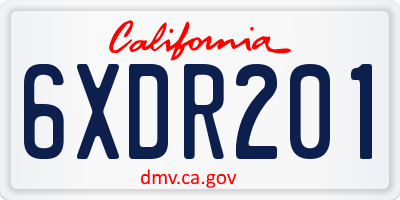 CA license plate 6XDR201