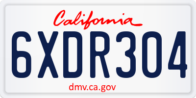 CA license plate 6XDR304