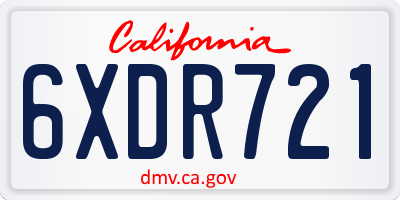 CA license plate 6XDR721