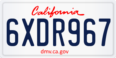 CA license plate 6XDR967