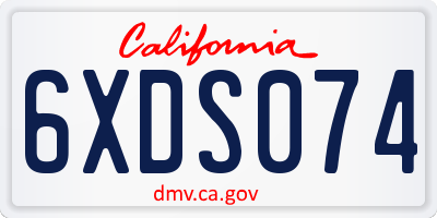 CA license plate 6XDS074
