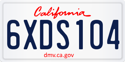 CA license plate 6XDS104