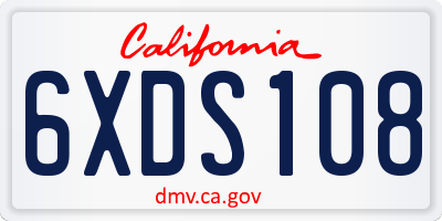 CA license plate 6XDS108