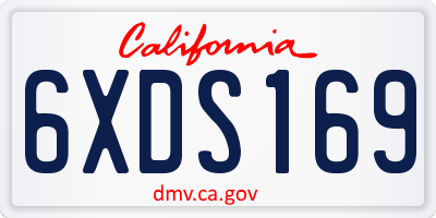 CA license plate 6XDS169