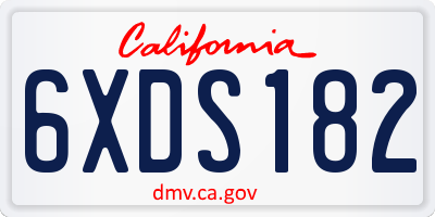 CA license plate 6XDS182