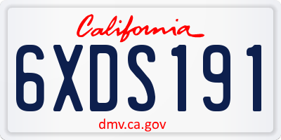 CA license plate 6XDS191