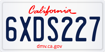CA license plate 6XDS227