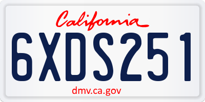 CA license plate 6XDS251
