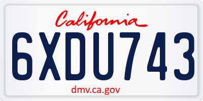 CA license plate 6XDU743