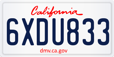 CA license plate 6XDU833