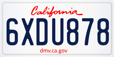 CA license plate 6XDU878