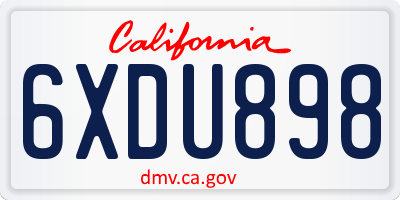 CA license plate 6XDU898