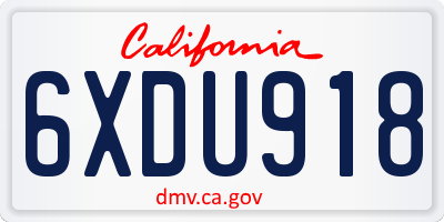 CA license plate 6XDU918