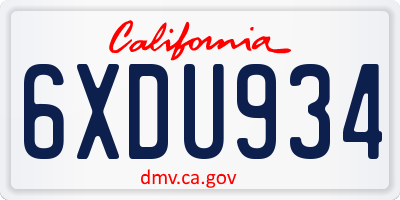 CA license plate 6XDU934