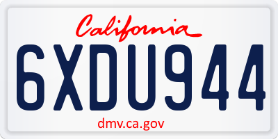 CA license plate 6XDU944