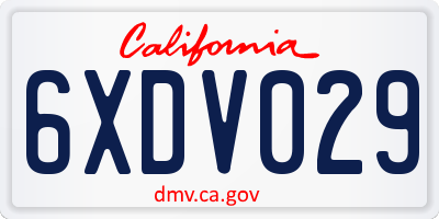 CA license plate 6XDV029
