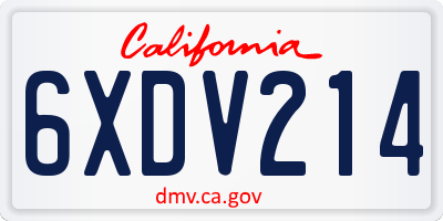 CA license plate 6XDV214
