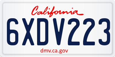 CA license plate 6XDV223