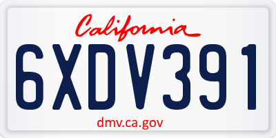 CA license plate 6XDV391