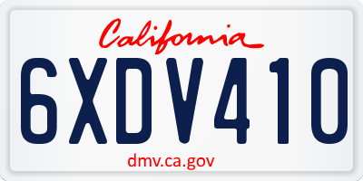 CA license plate 6XDV410