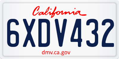 CA license plate 6XDV432