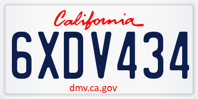 CA license plate 6XDV434