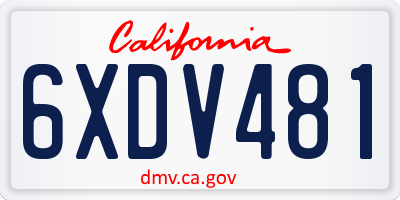 CA license plate 6XDV481