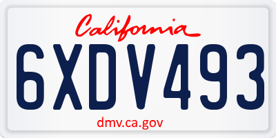 CA license plate 6XDV493