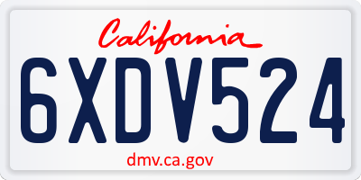 CA license plate 6XDV524