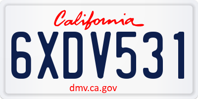 CA license plate 6XDV531