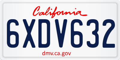 CA license plate 6XDV632
