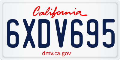 CA license plate 6XDV695