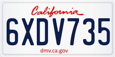CA license plate 6XDV735