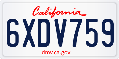 CA license plate 6XDV759